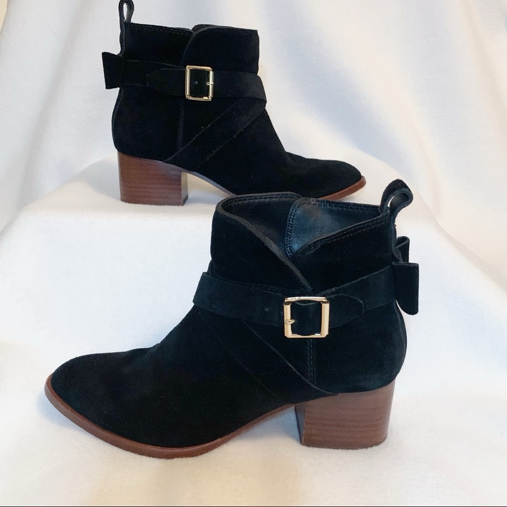 Kate Spade Polly Suede Strap Bootie Black Sz 6